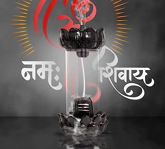 Shivling Smoke Fountain | Ceramic Backflow Incense Burner with Lord Shiva Idol